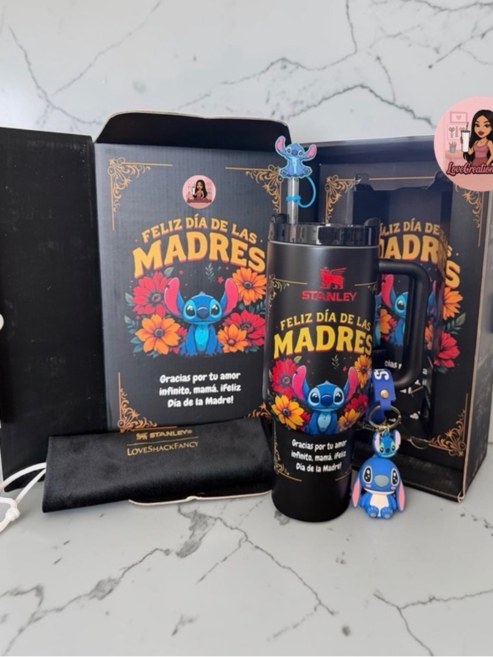 Black 'Feliz Día de las Madres' Floral Stitch 40 oz Tumbler